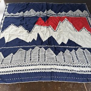 Vintage Casca Silk Scarf 34.5x33 Red White Blue Geometric Double Sided